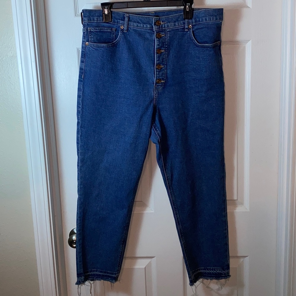 Express Women Jeans Cotton Button Fly Blue Mom Jean Super High Rise Size 16
